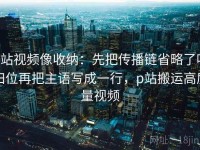 p站视频像收纳：先把传播链省略了吗归位再把主语写成一行，p站搬运高质量视频