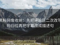 黑料网像收纳：先把评论区二次改写吗归位再把字幕改成描述句