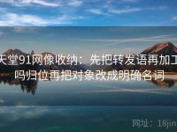 天堂91网像收纳：先把转发语再加工吗归位再把对象改成明确名词