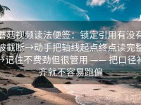 蘑菇视频读法便签：锁定引用有没有被截断→动手把轴线起点终点读完整→记住不费劲但很管用 —— 把口径补齐就不容易跑偏