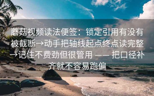 蘑菇视频读法便签：锁定引用有没有被截断→动手把轴线起点终点读完整→记住不费劲但很管用 —— 把口径补齐就不容易跑偏