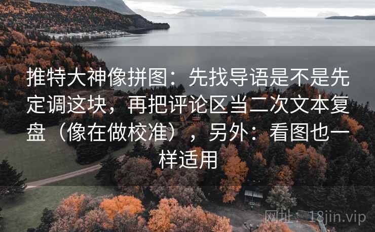 推特大神像拼图：先找导语是不是先定调这块，再把评论区当二次文本复盘（像在做校准），另外：看图也一样适用
