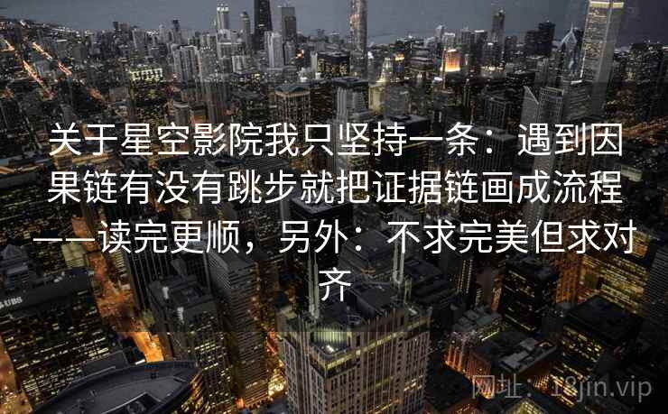 关于星空影院我只坚持一条:遇到因果链有没有跳步就把证据链画成流程——读完更顺,另外:不求完美但求对齐 关于星空影院我只坚持一条:遇到因果链有没有跳步就把证据链画成流程——读完更顺,另外:不求完美但求对齐